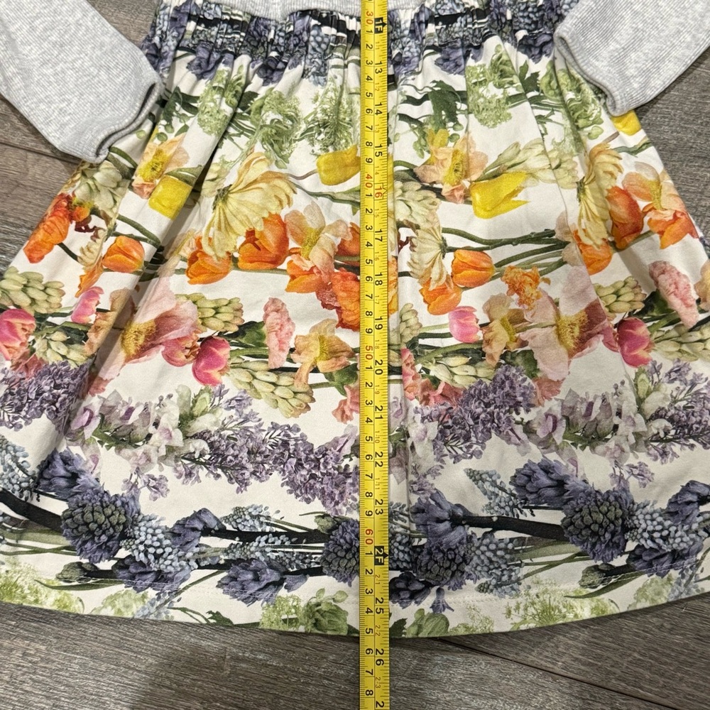 Molo Kids Dress - Gray with Multicolor Floral Skirt - Picture 3 of 5